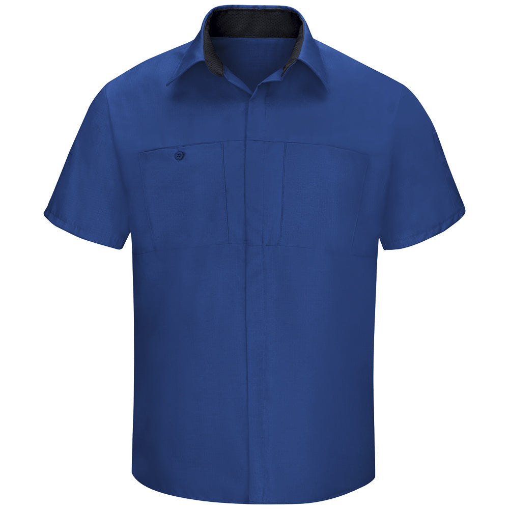 Red Kap Men's Performance Plus Shop Shirt with OIL BLOK Technology Short Sleeve SY42 - Royal Blue with Black Mesh-eSafety Supplies, Inc