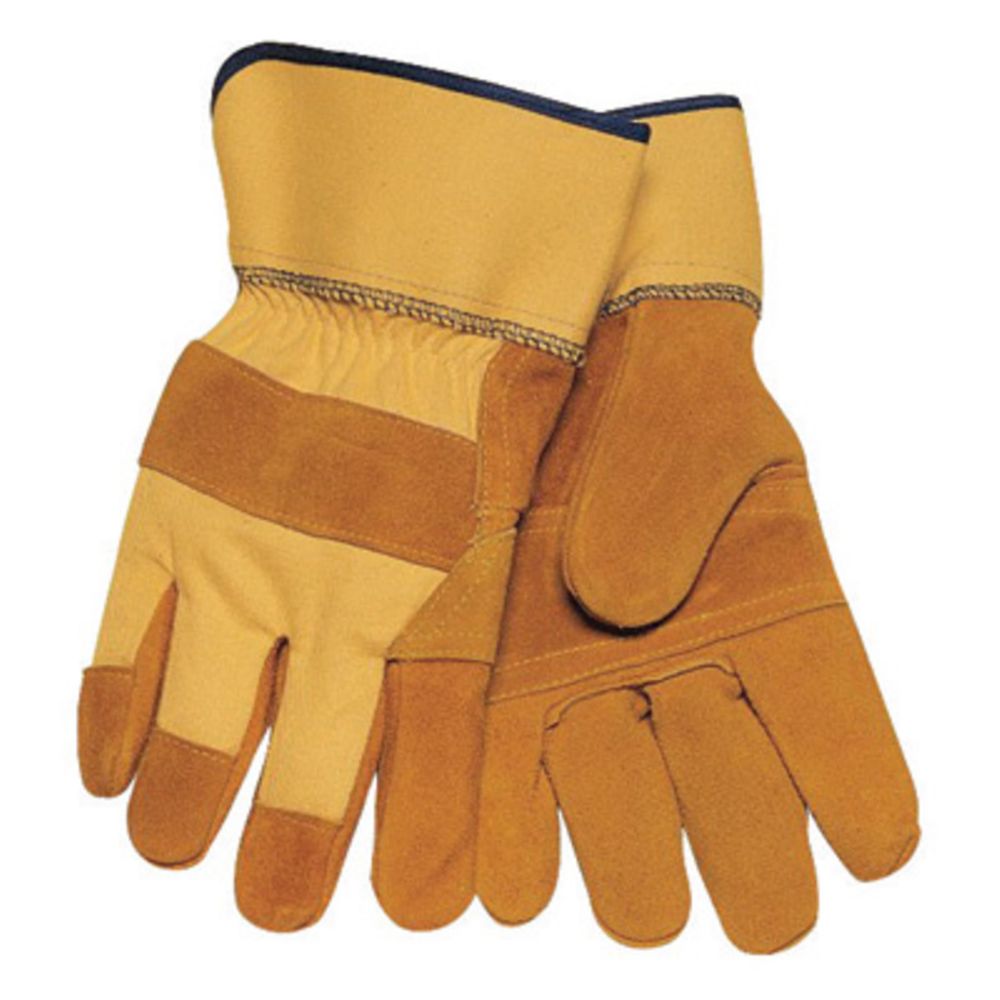 Tillman Large Bourbon Brown And Yellow Side Split Cowhide Leather Palm Gloves With Canvas Back and Rubberized Safety Cuff-eSafety Supplies, Inc