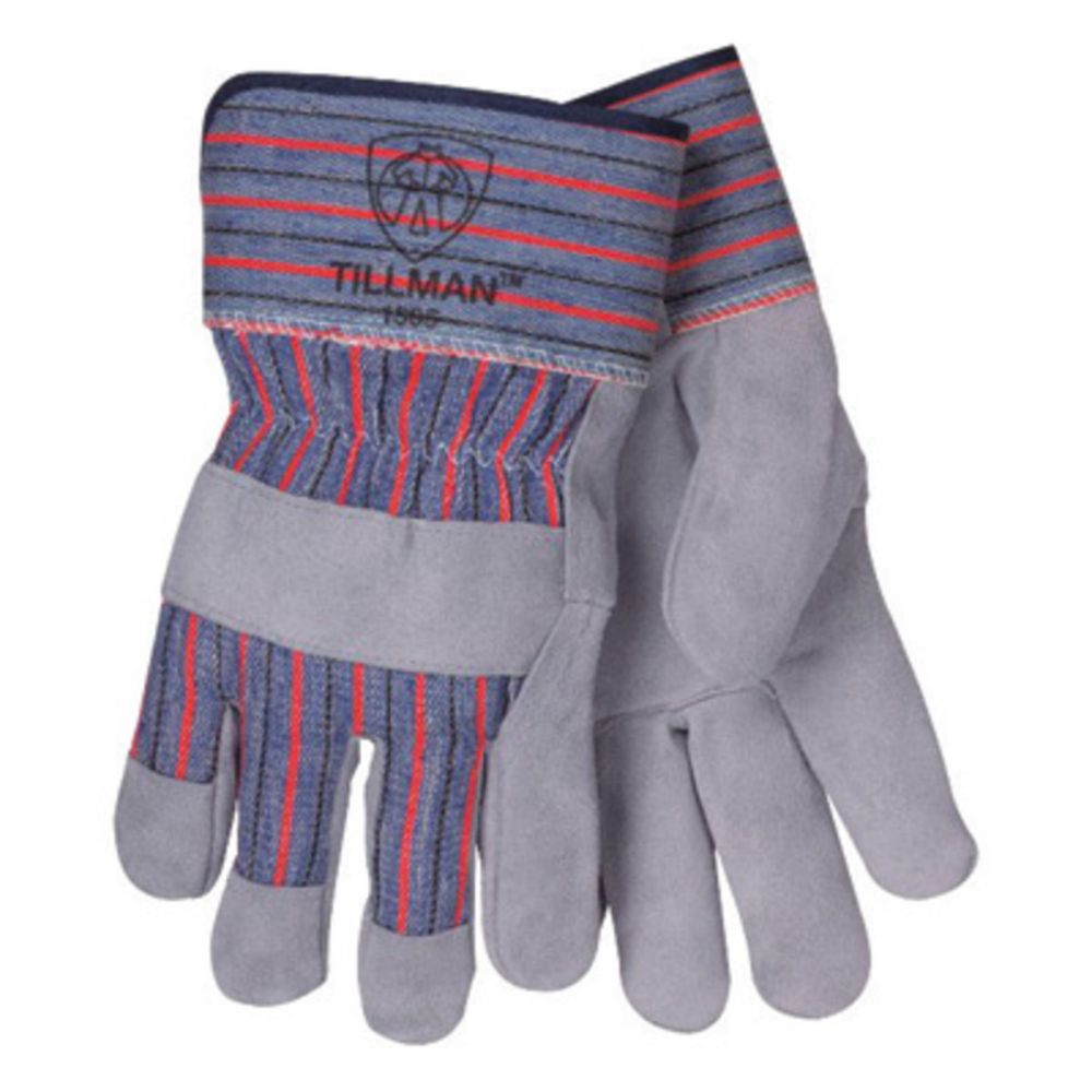 Tillman Large Blue Red And Gray Leather Palm Gloves With Rubberized Safety Cuff-eSafety Supplies, Inc