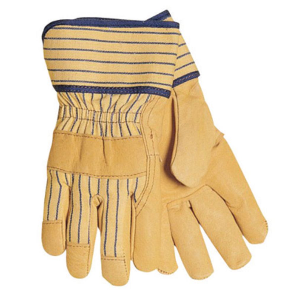 Tillman Large Gold And Blue Pigskin Palm Gloves With Rubberized Safety Cuff And Knuckle Strap-eSafety Supplies, Inc
