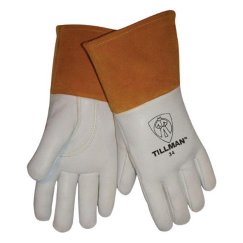 Tillman Gold And Russet Heavyweight Leather MIG Welders Gloves With Cuff And Kevlar Thread Locking Stitch (Carded)-eSafety Supplies, Inc