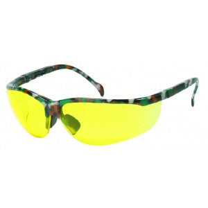 Camouflage Frame - Amber Lens - Soft Rubber Nose Buds - Adjustable Temples Safety Glasses-eSafety Supplies, Inc