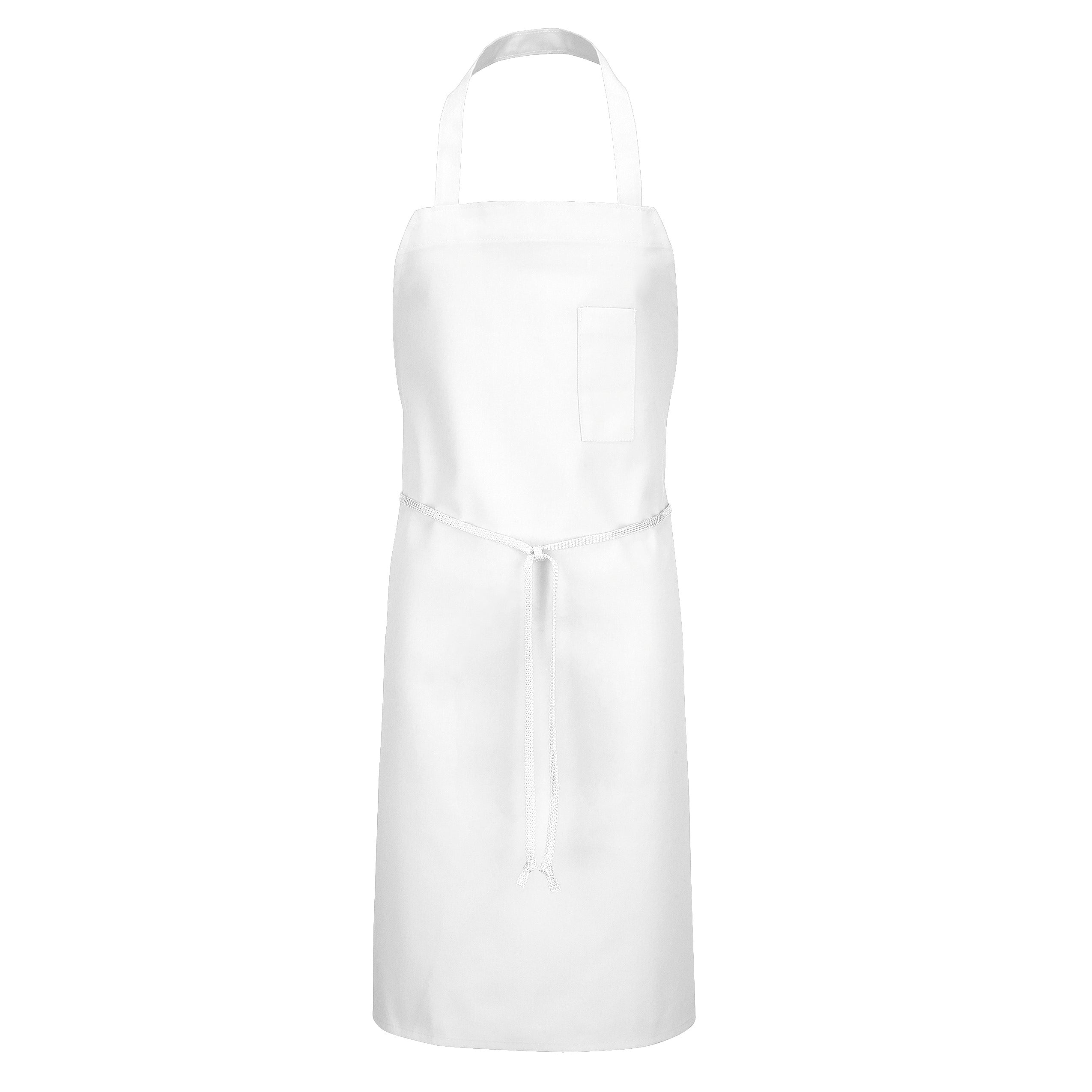 Poly-Cotton Standard Bib Apron with Pencil Pocket 1751 - White-eSafety Supplies, Inc