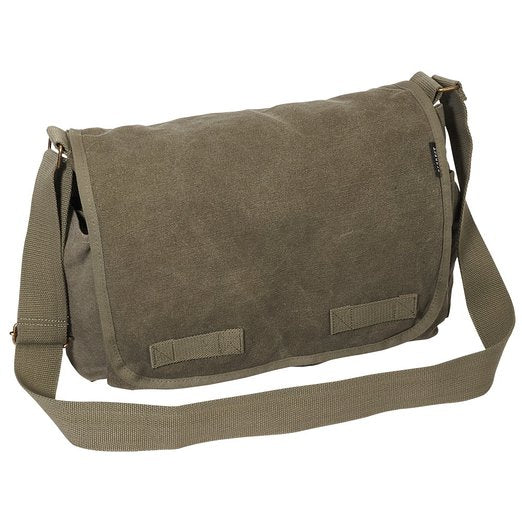 Everest Luggage Canvas Two Snap Pocket Messenger Olive