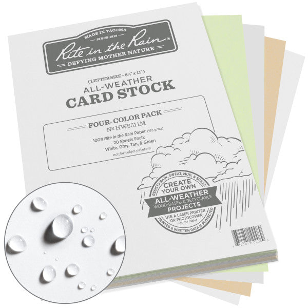 8.5 X 11 Card Stock - White - 20 White, 20 Tan, 20 Green, 20 Gray-eSafety Supplies, Inc