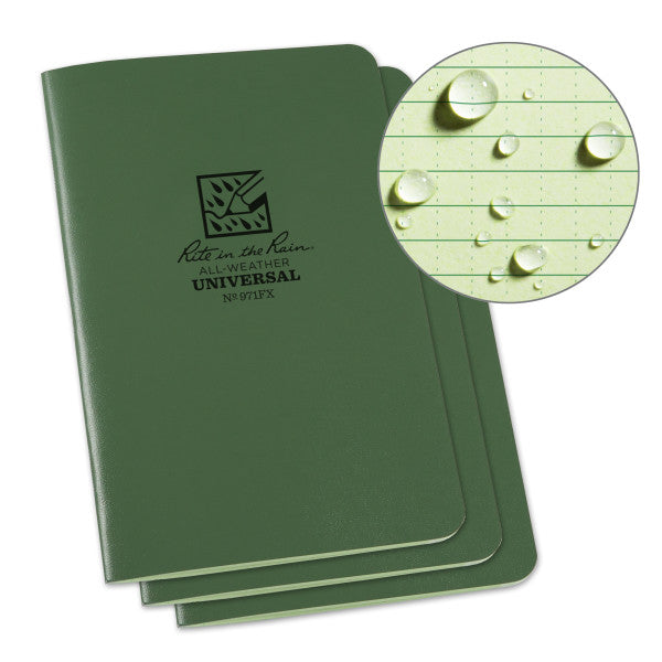 Stapled Notebook - Field Flex - Universal - Green - 3 Pack-eSafety Supplies, Inc