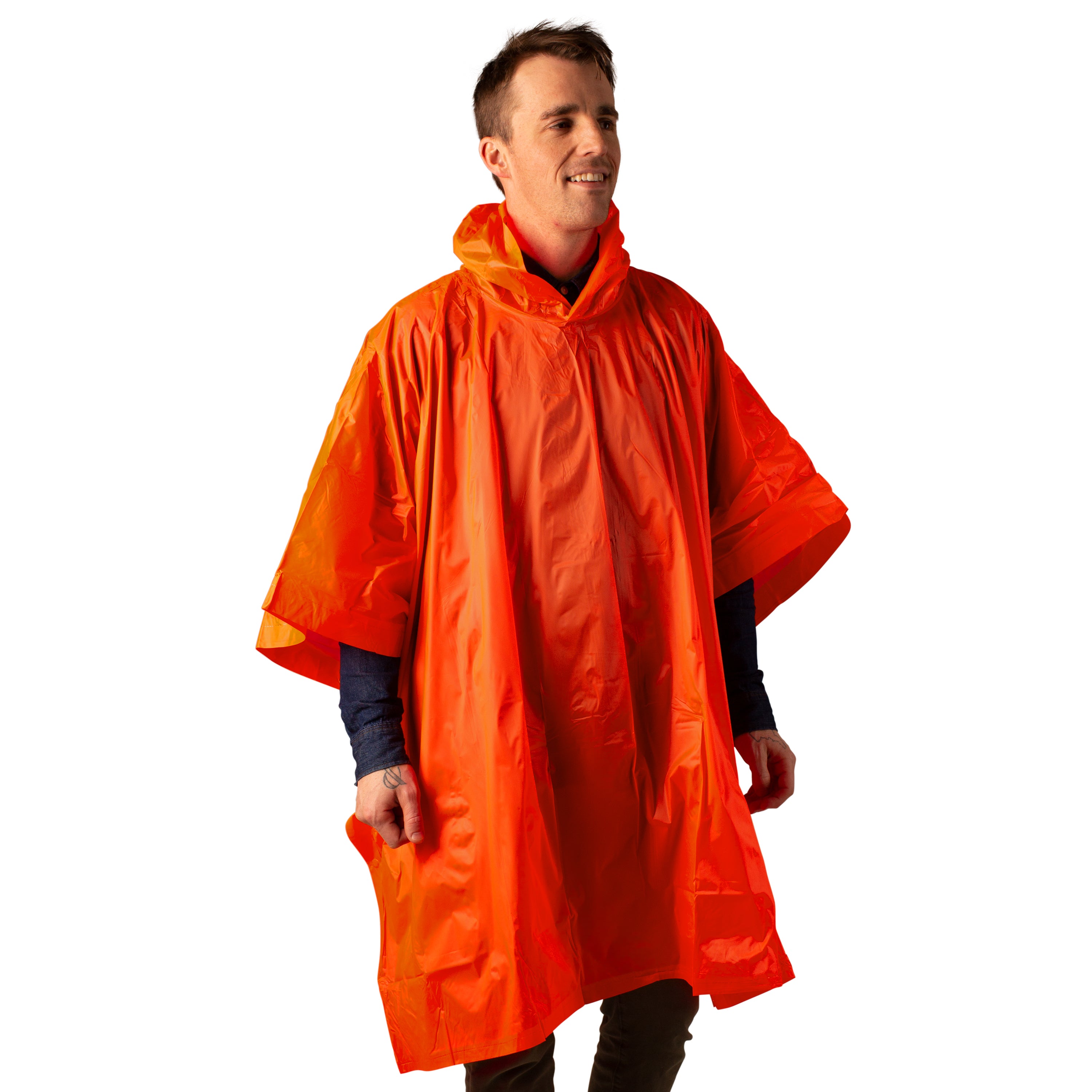 Vinyl Poncho - 52 In X 80 In - Orange-eSafety Supplies, Inc