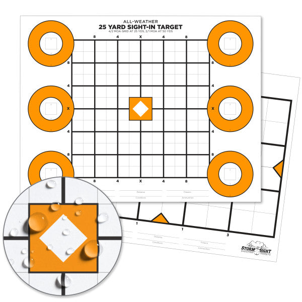 8.5 X 11 100 Lb Zeroing Target - 25 Pk White/Orange-eSafety Supplies, Inc