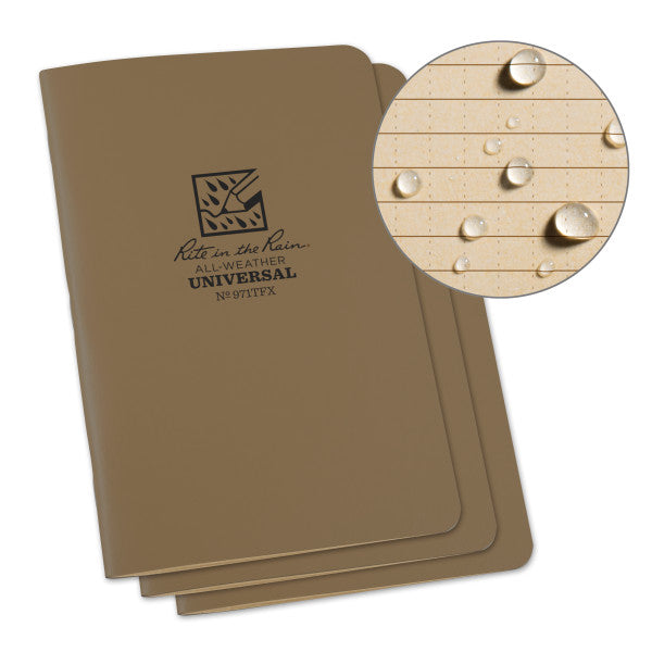 Stapled Notebook - Field Flex - Universal - Tan - 3 Pack-eSafety Supplies, Inc